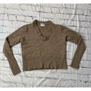 27 Miles Antropology 100% Cashmere Long Sleeve Brown Crop Sweater Size S